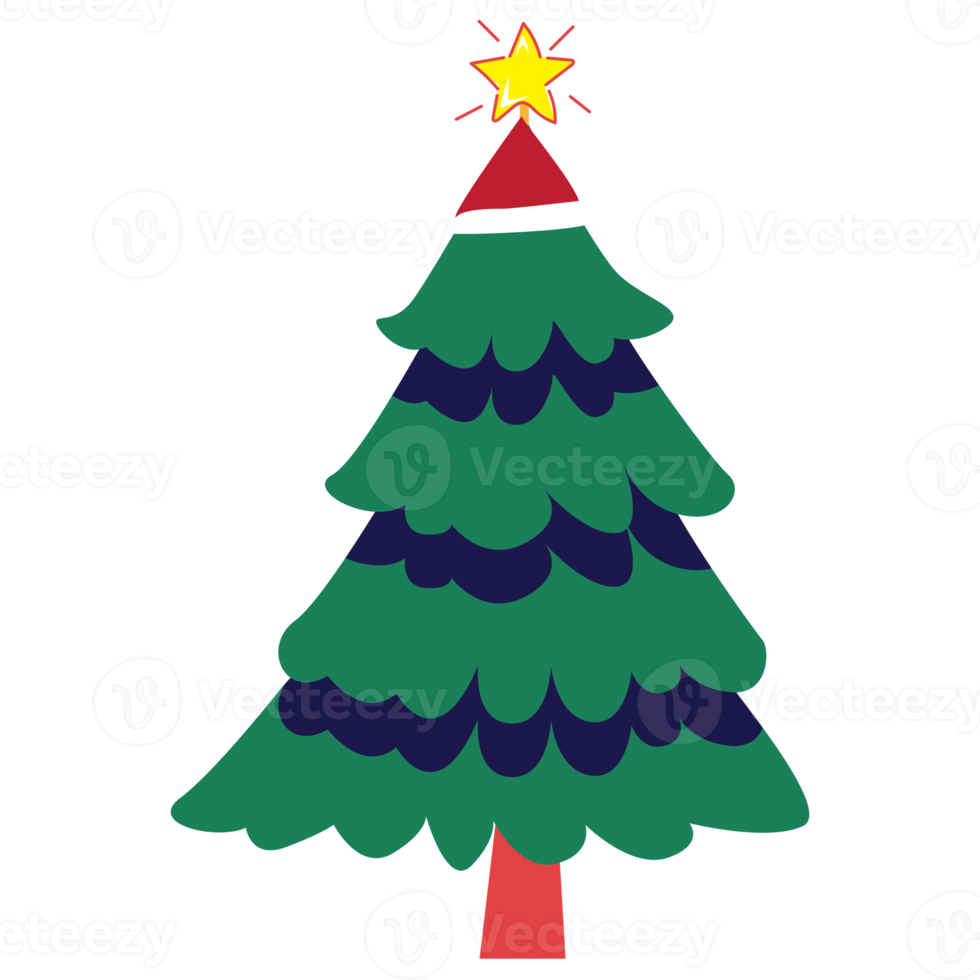 Decorated christmas tree Flat style  illustration. png