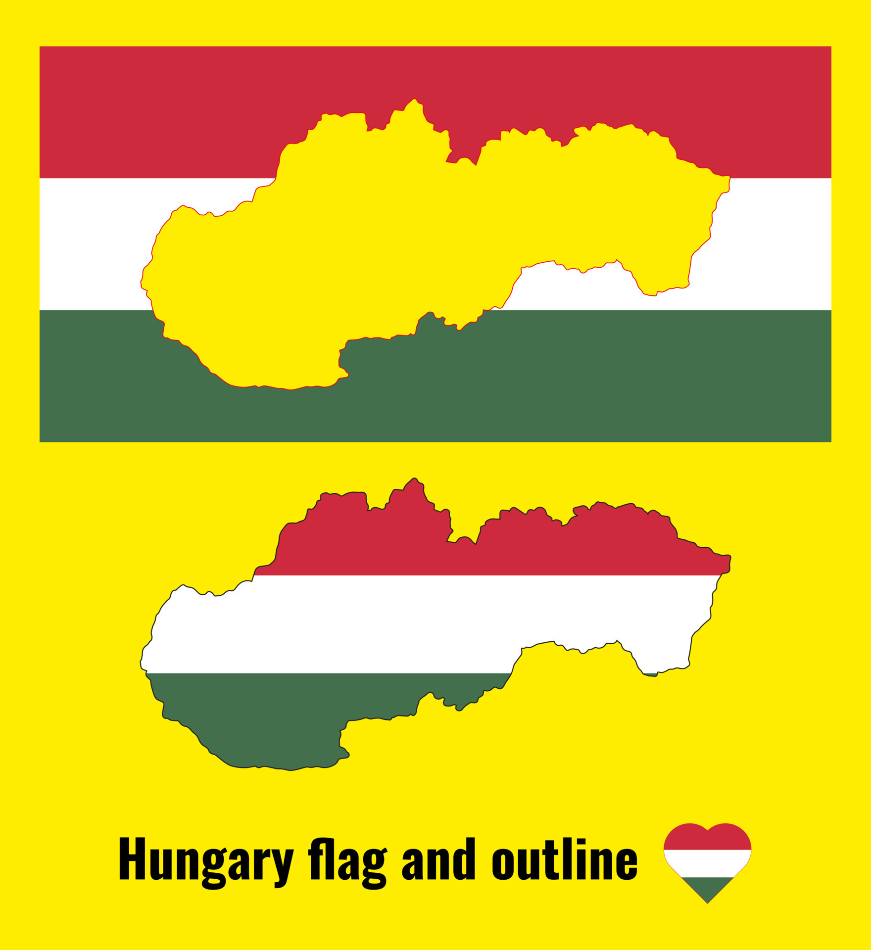 Hungary Flag And Outline Flag Map Of Hungary Vector Illustration Hungary Flag And Outline Flag Map Of Hungary Vector Illustration