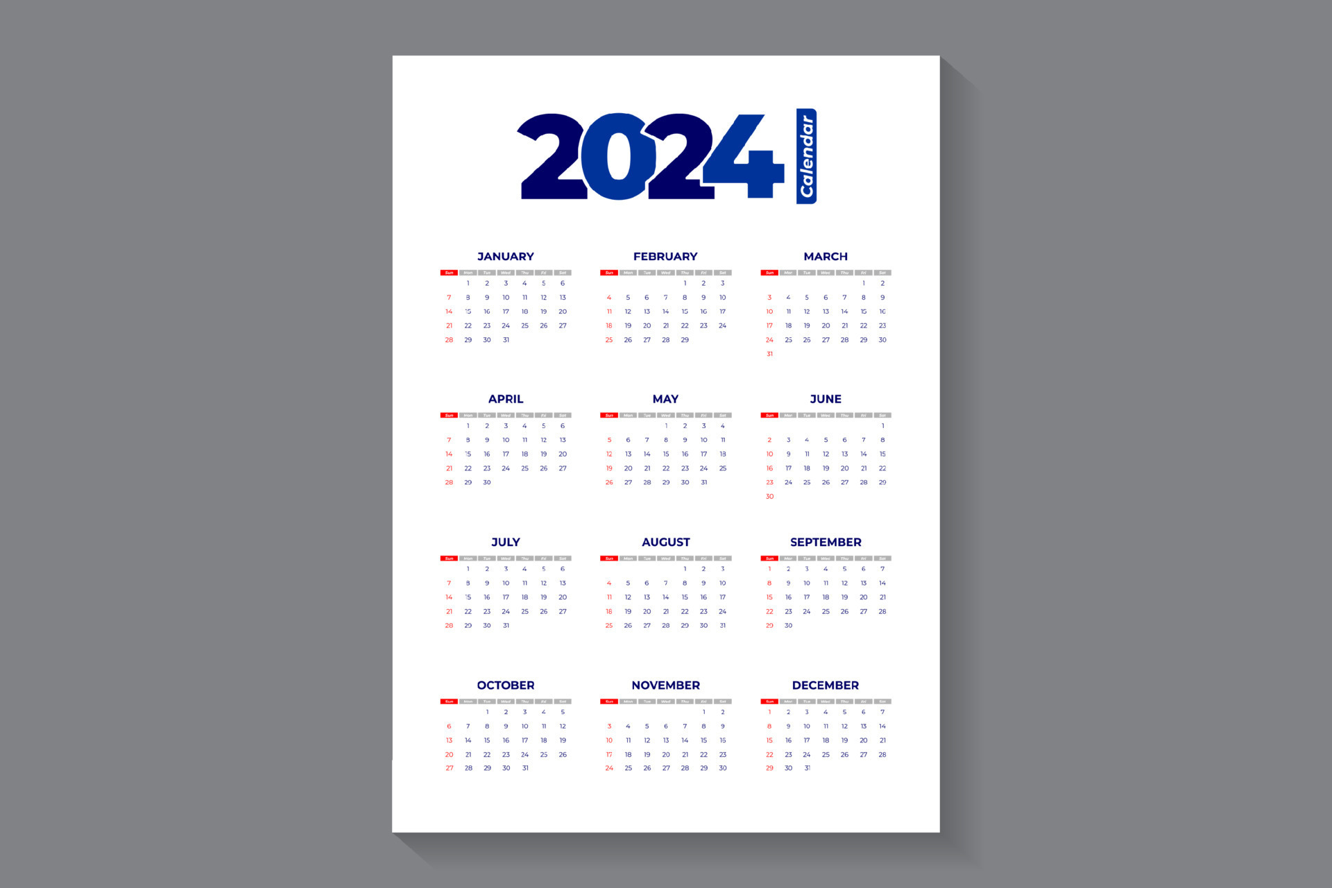 2024 calendar template editable vector 14525515 vector art at vecteezy