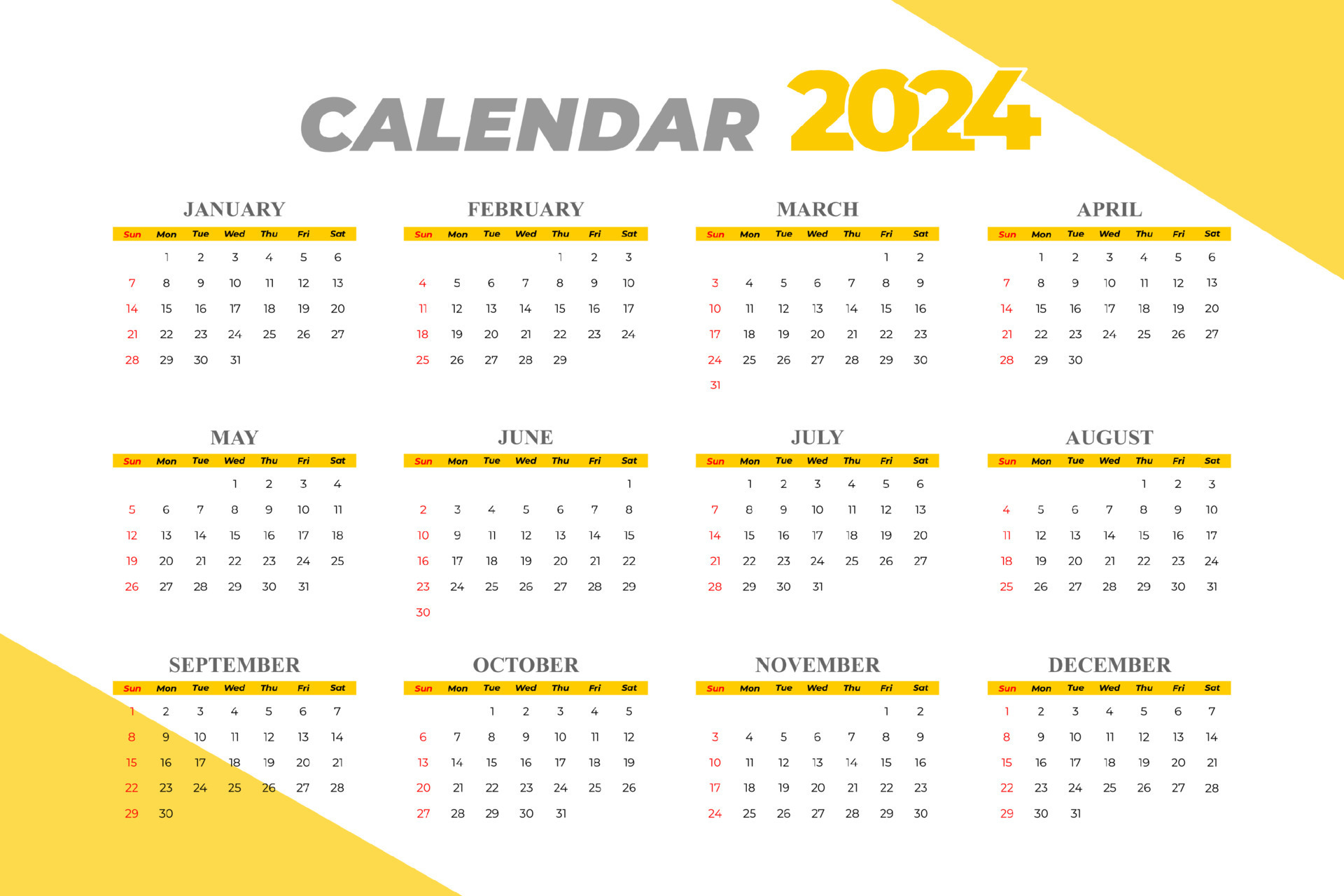 2024 Calendar Template, editable vector 14525520 Vector Art at Vecteezy