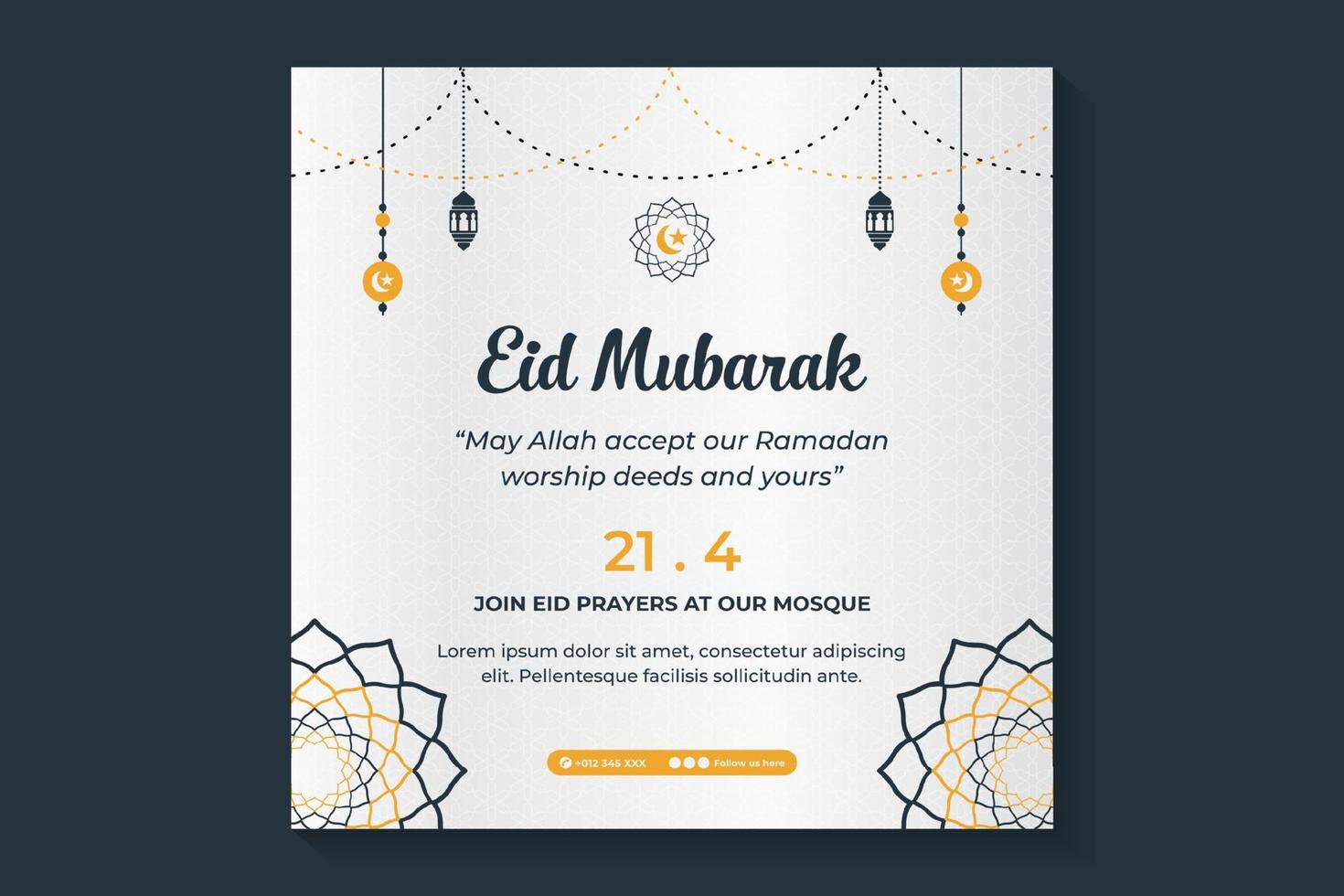 Islamic eid celebration social media post template vector