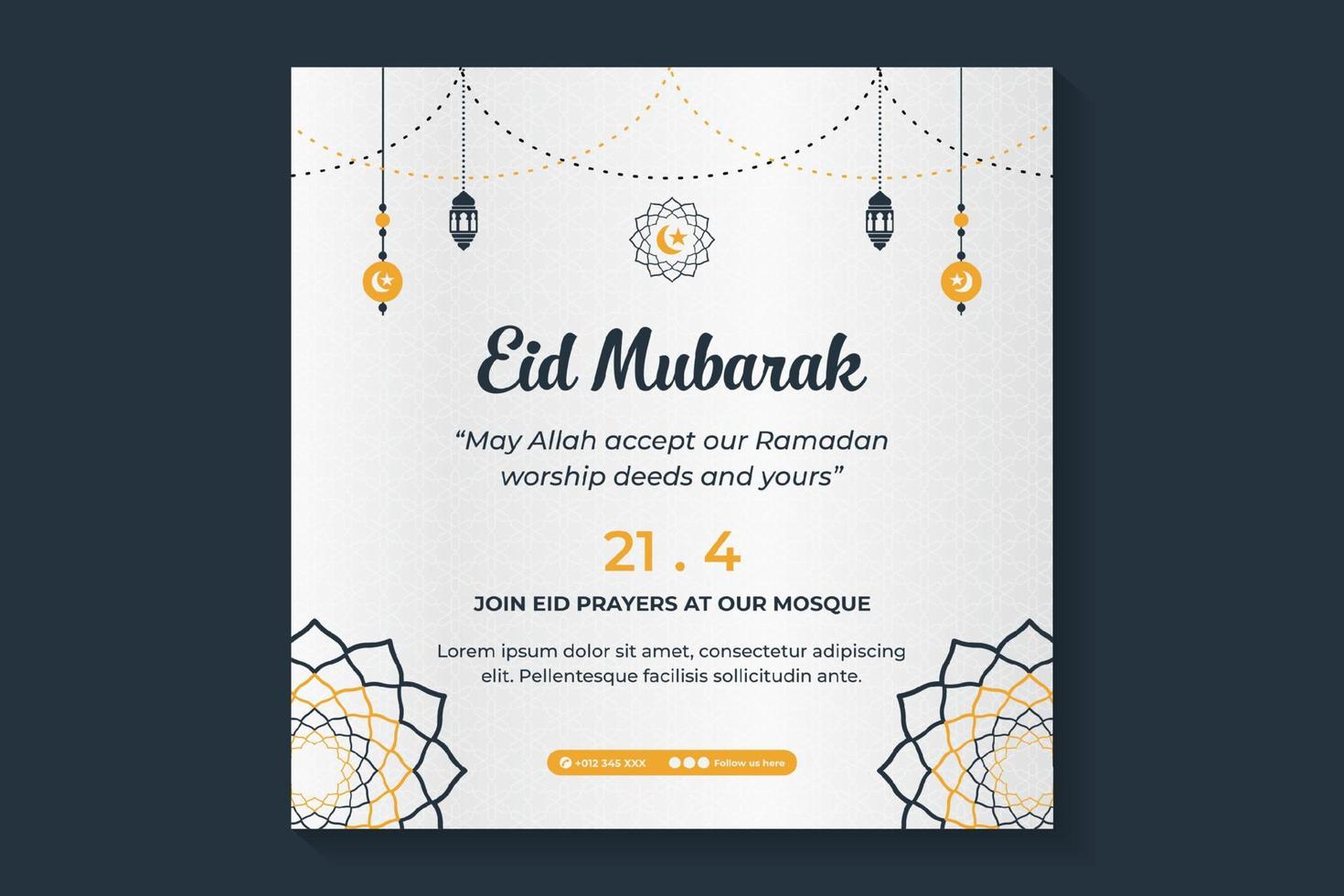 plantilla de publicación de redes sociales de celebración islámica de eid vector