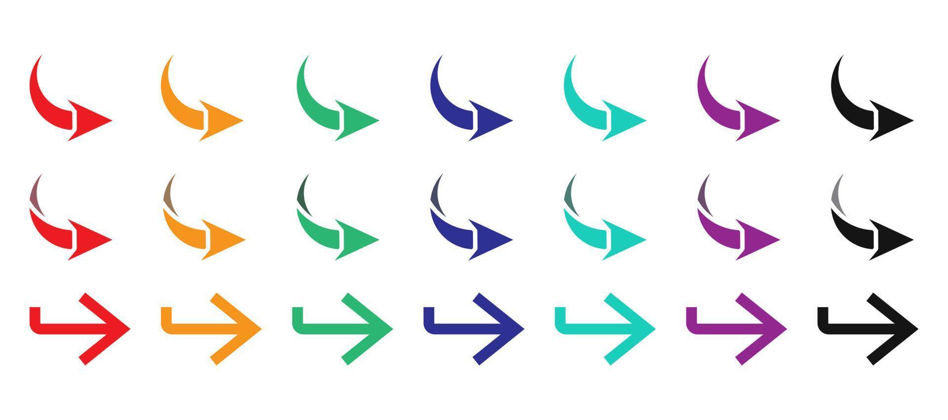 icono de vector de color plano un signo de flechas, conjunto de símbolos de flecha para aplicaciones o sitios web
