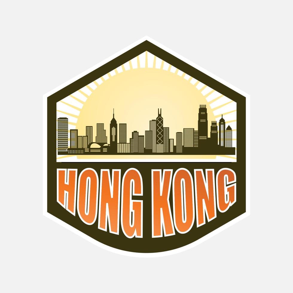 City view of hongkong with paper cut style vector