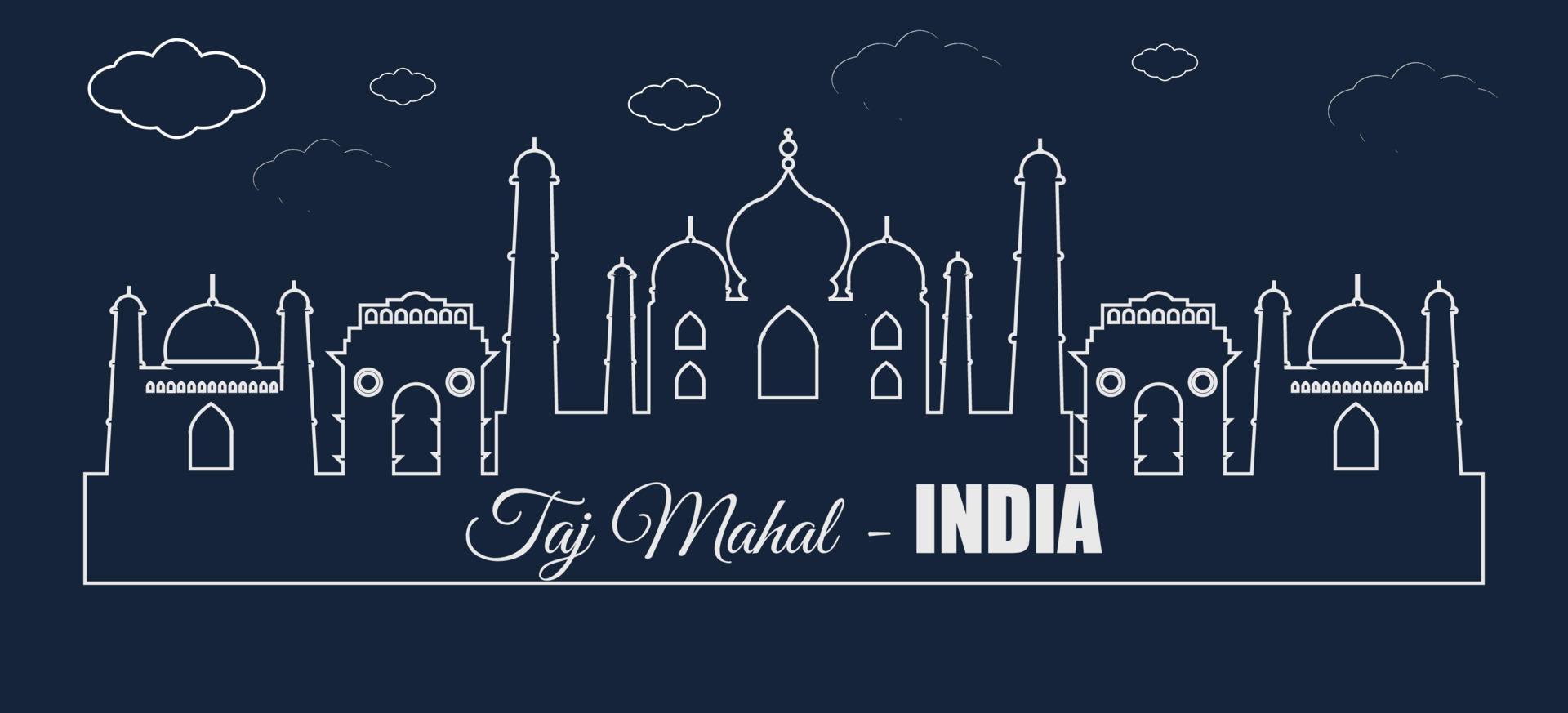 Taj mahal of india with paper cut style vector