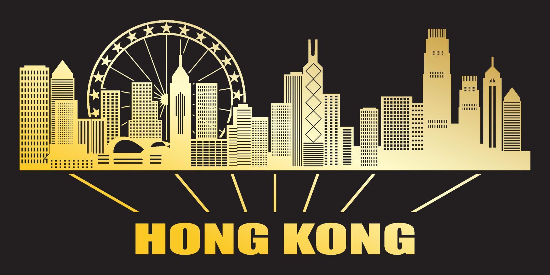 City view of hongkong with paper cut style vector