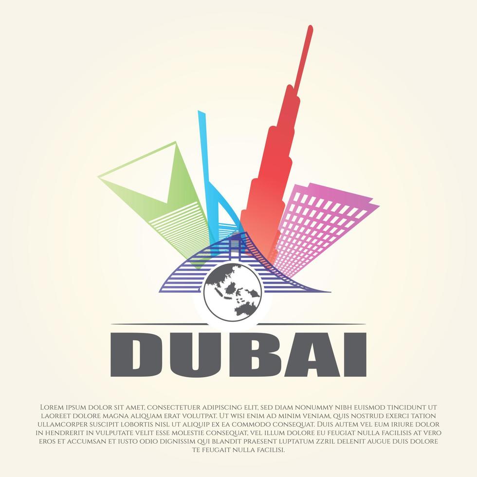 City view of dubai with paper cut style vector