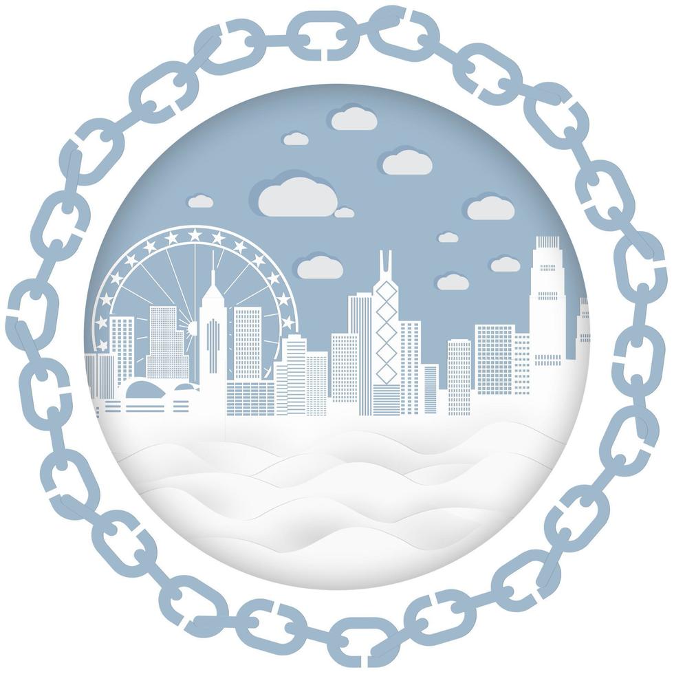 City view of japan with paper cut style vector