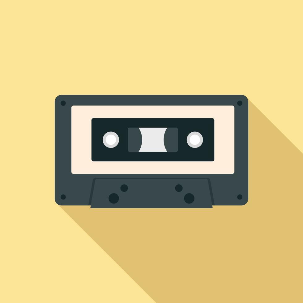 icono de casete de música, estilo plano vector