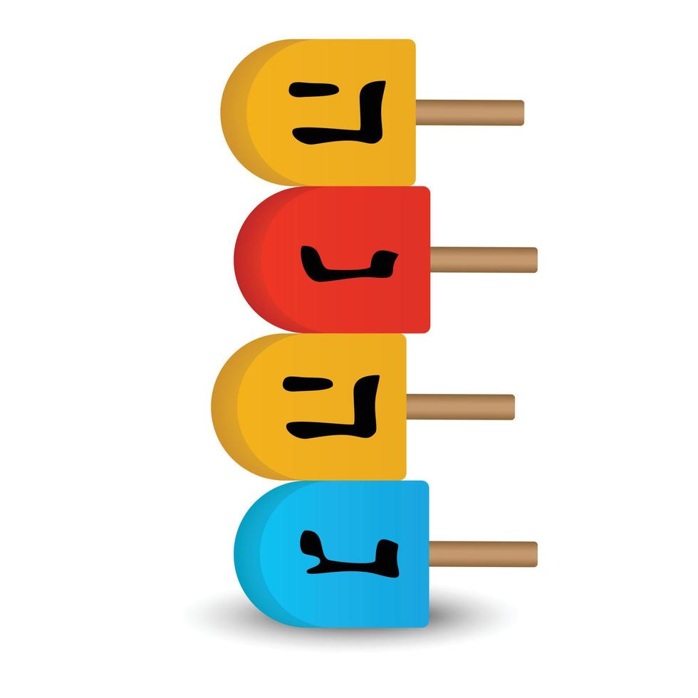 Jewish dreidels icon, realistic style vector