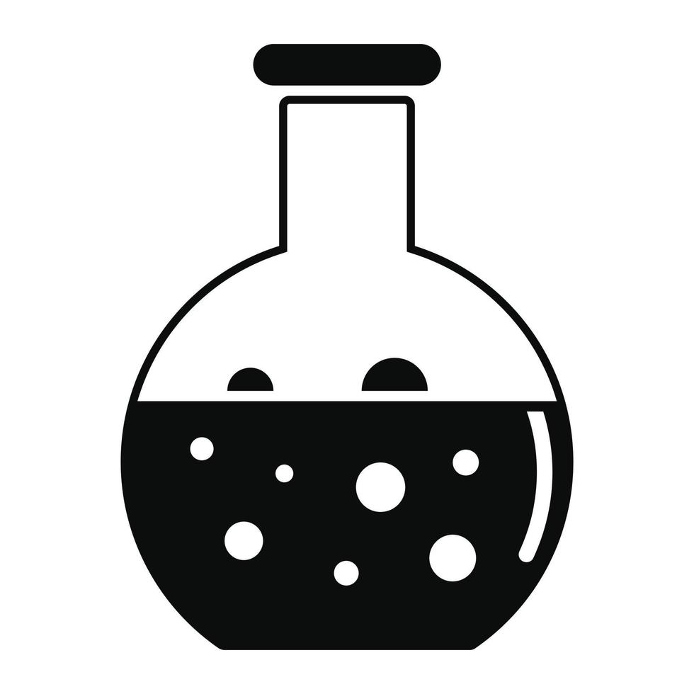 Chemical round flask icon, simple style vector