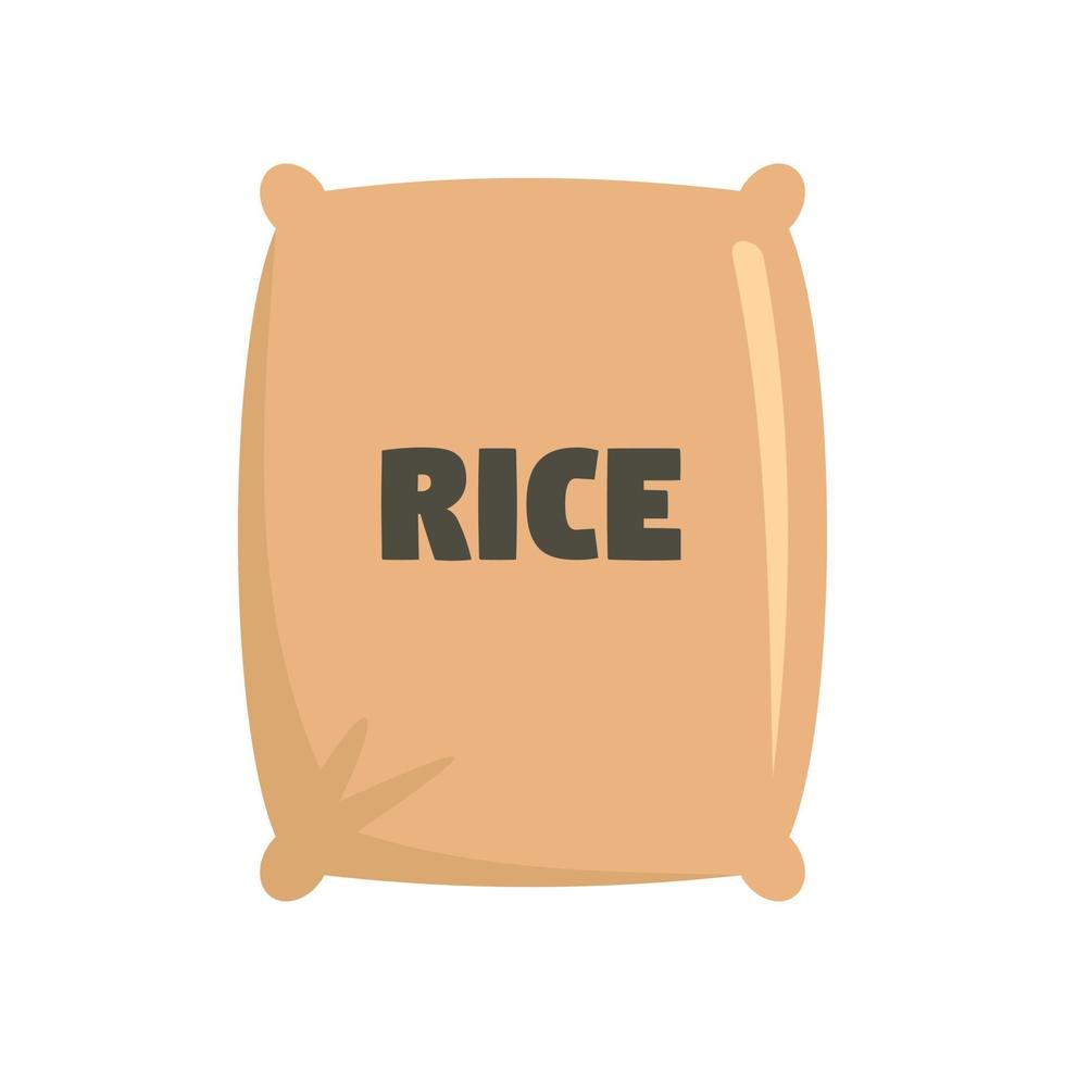 icono de saco de arroz textil, estilo plano vector