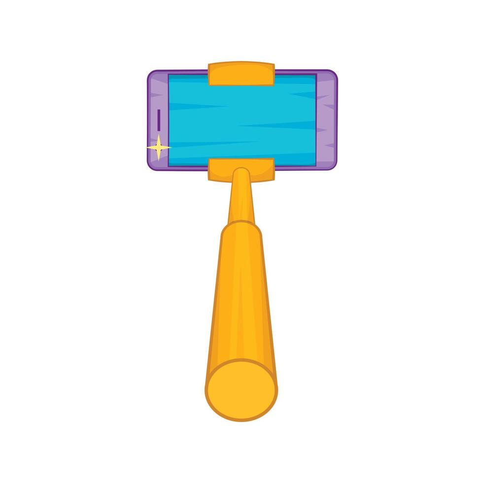 Selfie stick with a smartphone icon, cartoon style vector