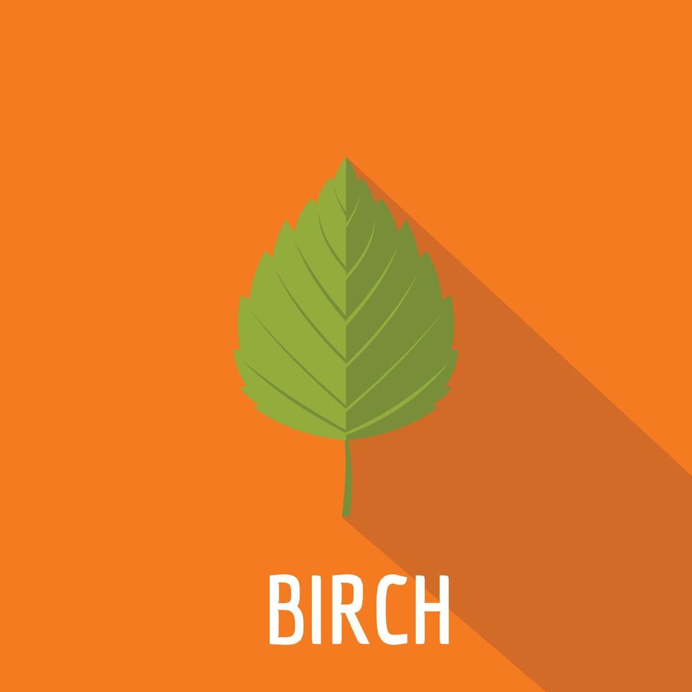 Birch leaf icon, flat style vector