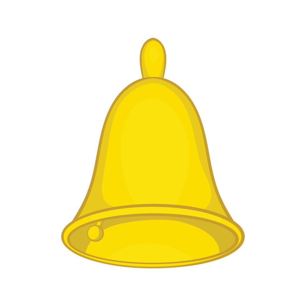 Golden hand bell icon, cartoon style vector