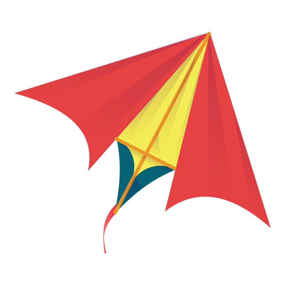Red yellow kite icon, cartoon style vector