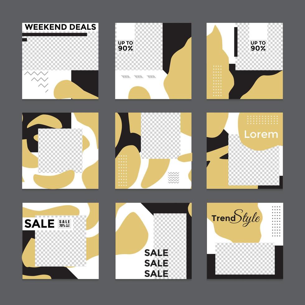 Editable social media templates, Instagram story collections and postal frame templates, layout designs, Mock-up for marketing promotions, covers, banners, backgrounds, square puzzles, vector elements