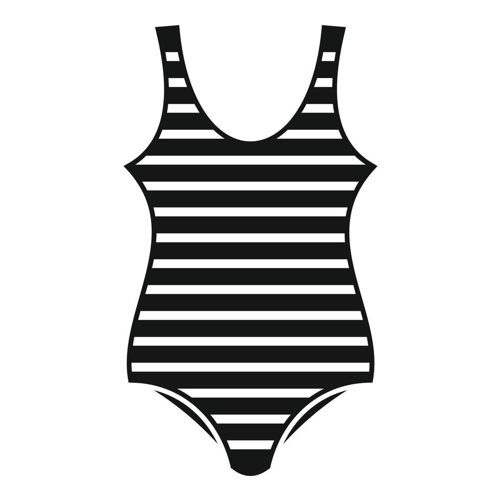 Woman striped swimwear icon, simple style vector