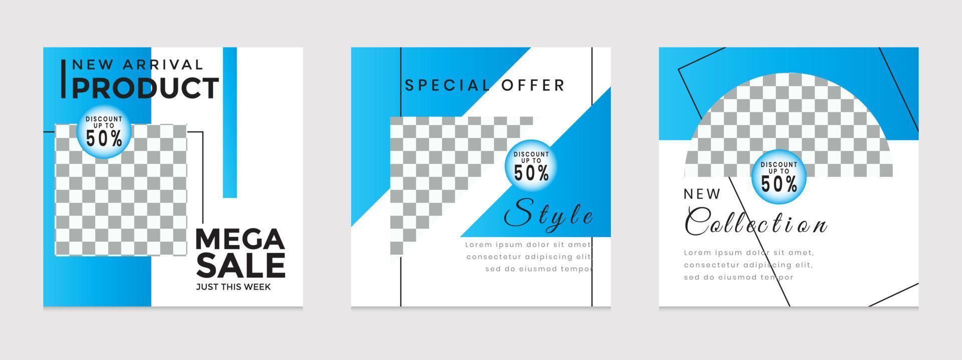 Editable social media templates, Instagram story collections and postal frame templates, layout designs, Mock-up for marketing promotions, covers, banners, backgrounds, square puzzles, vector elements