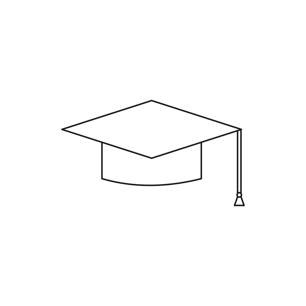 Graduation cap icon, outline style vector