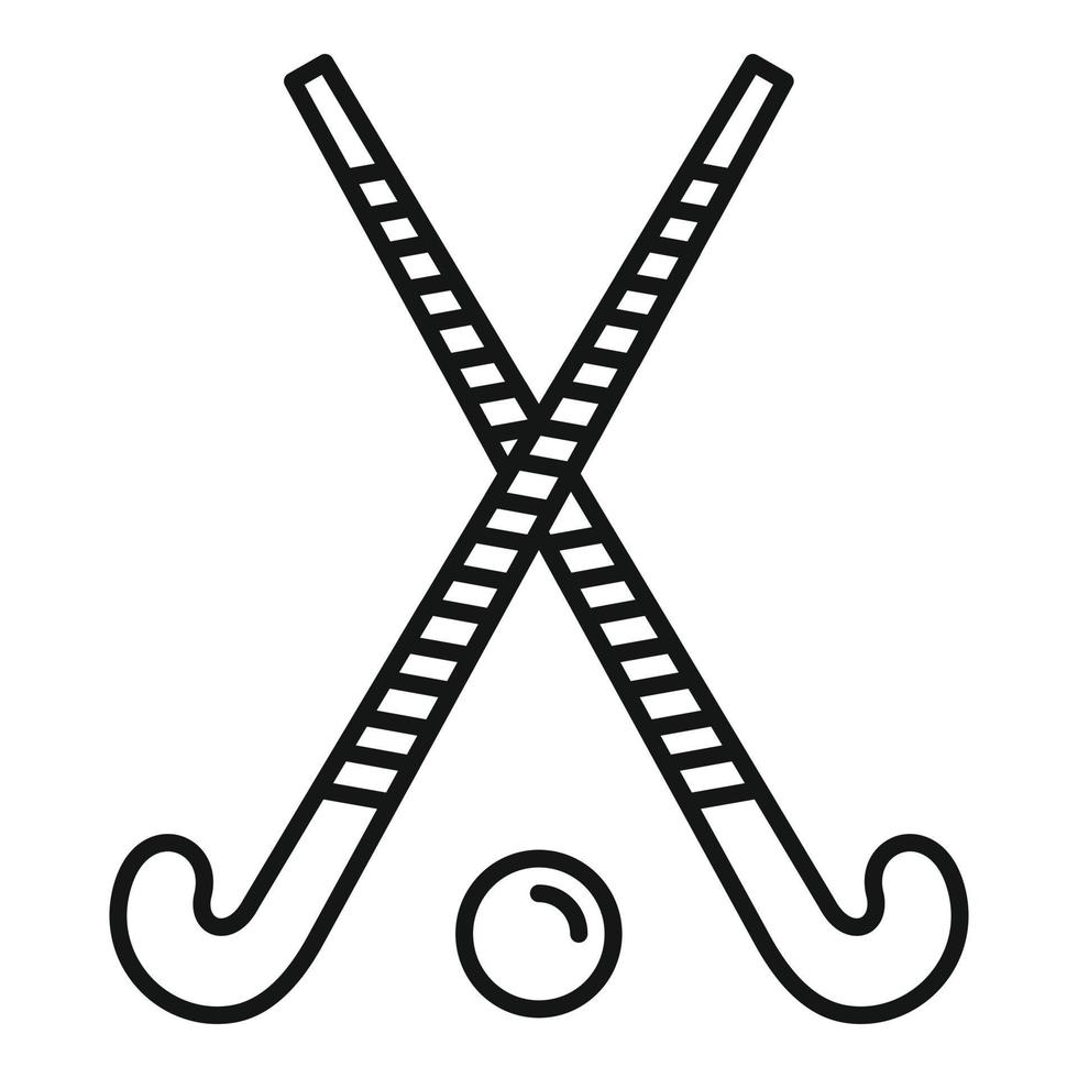 icono de palos cruzados de hockey sobre césped, estilo de esquema vector