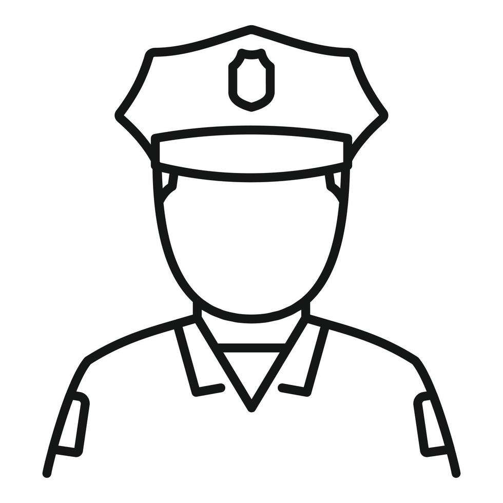 icono de policía afroamericano, estilo de contorno vector