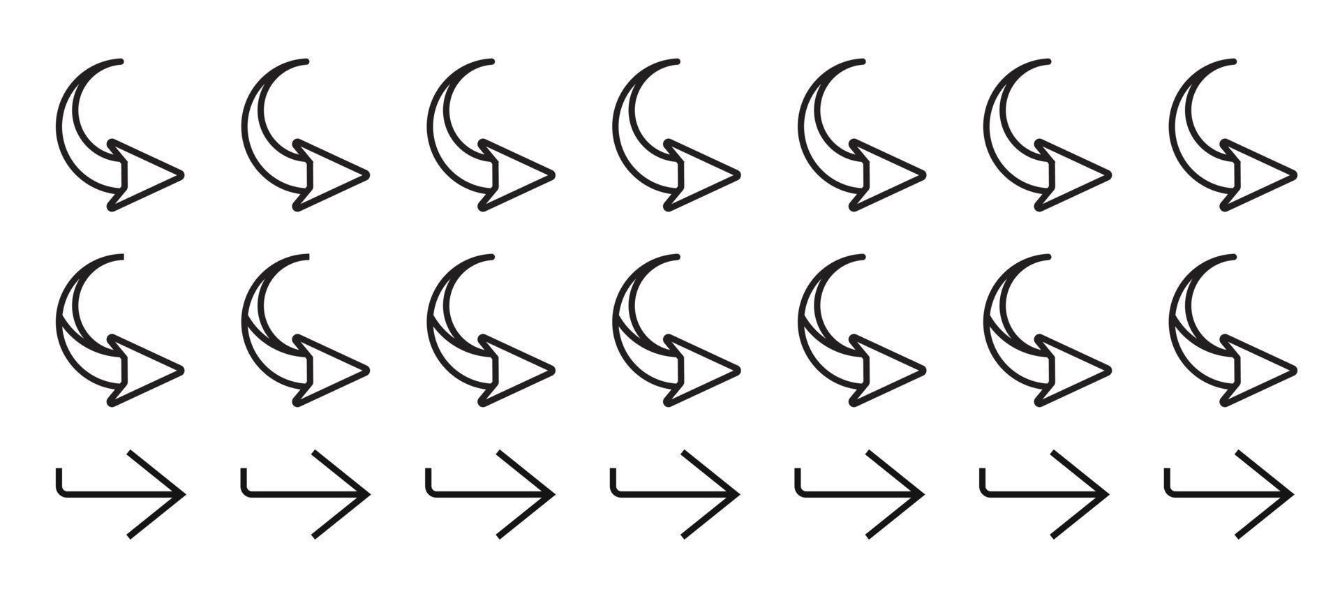 Line art vector icon a arrows sign, arrow symbol set for apps or websites