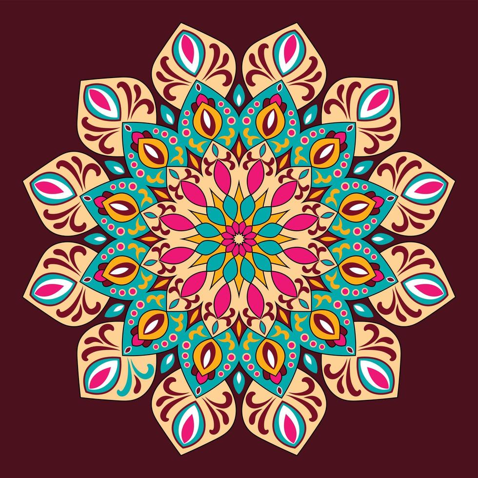 Colorful unique mandala with floral design. vector