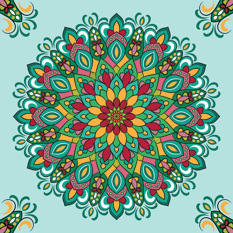 Floral and ornamental colorful modern mandala and flower background. vector