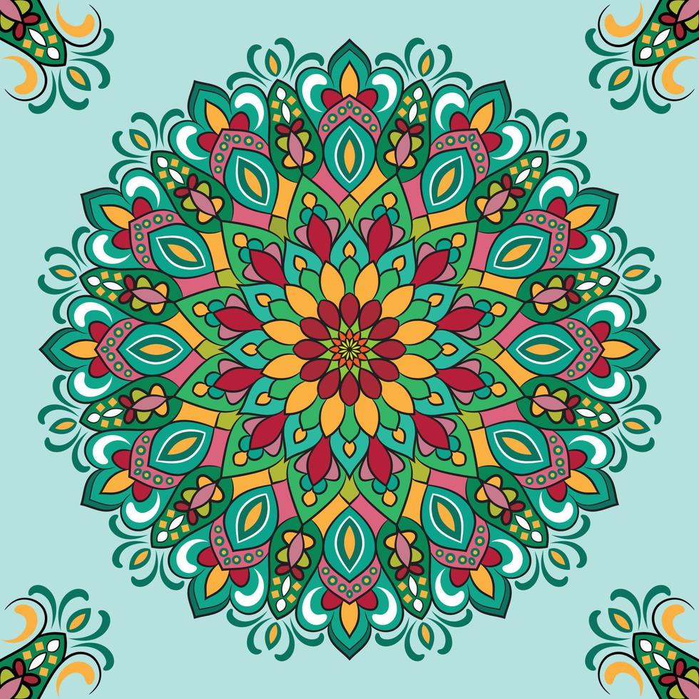 Floral and ornamental colorful modern mandala and flower background. vector