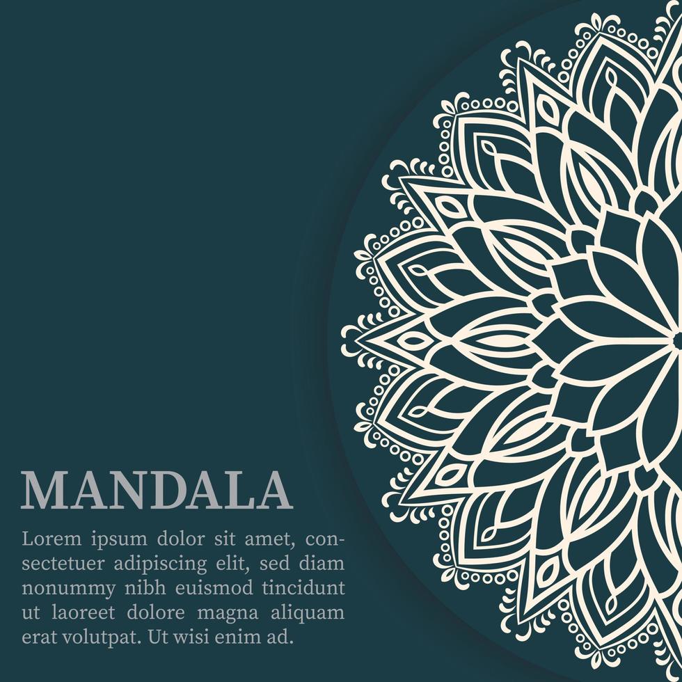 Floral mandala invitation with white and dark green color. vector