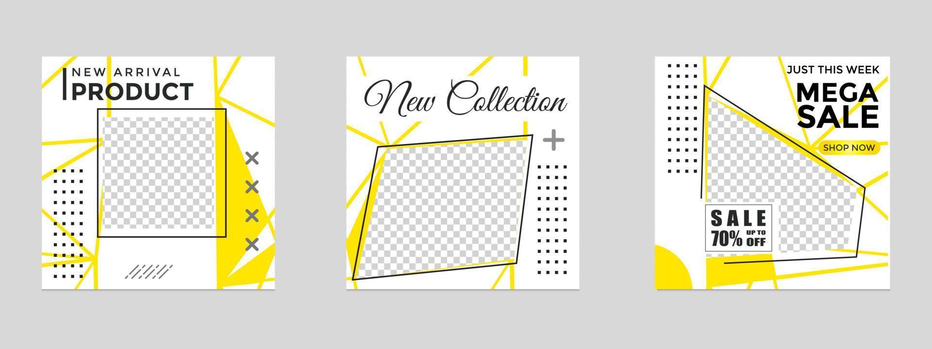 Editable social media templates, Instagram story collections and postal frame templates, layout designs, Mock-up for marketing promotions, covers, banners, backgrounds, square puzzles, vector elements