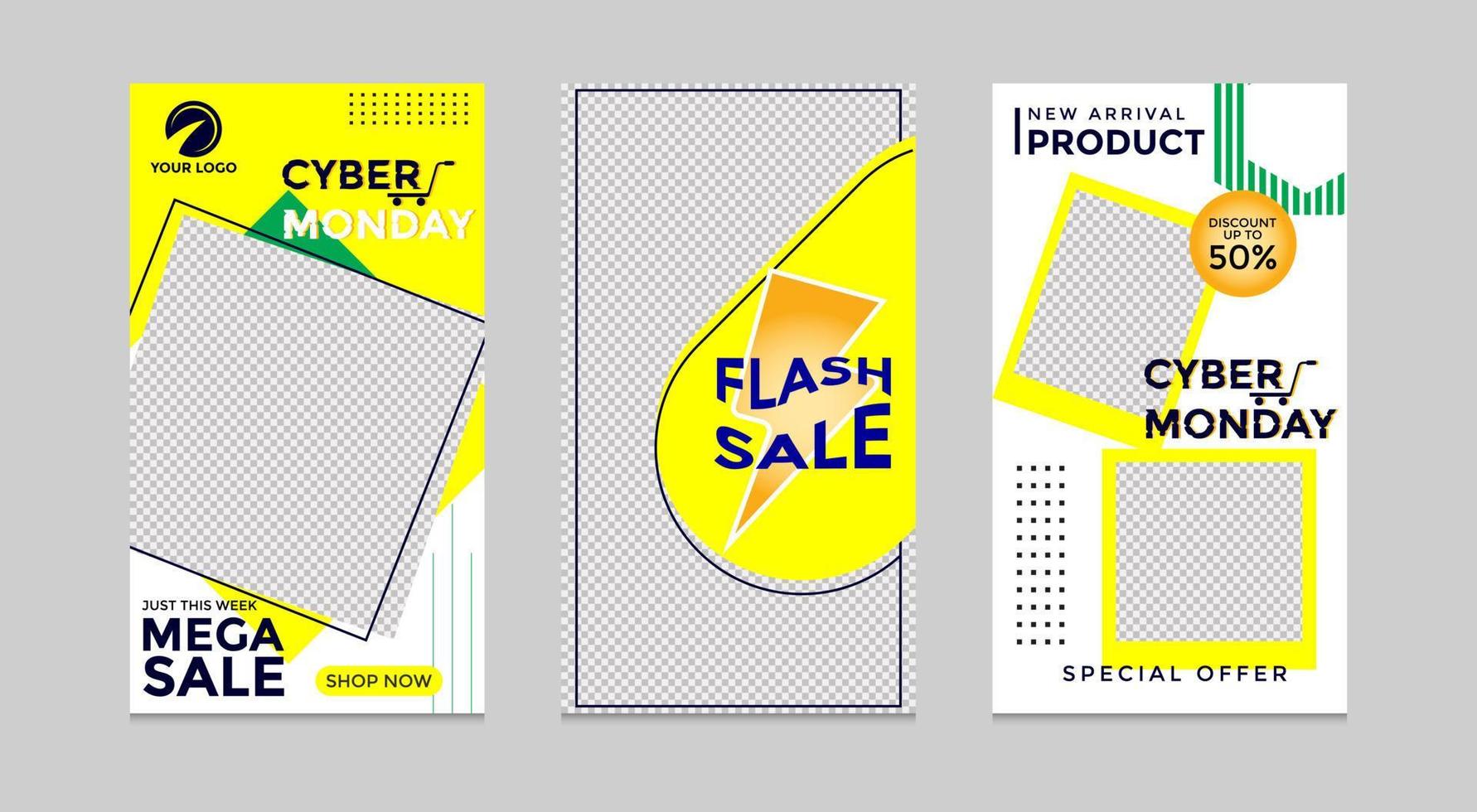 Editable social media templates, Instagram story collections and postal frame templates, layout designs, Mock-up for marketing promotions, covers, banners, backgrounds, square puzzles, vector elements