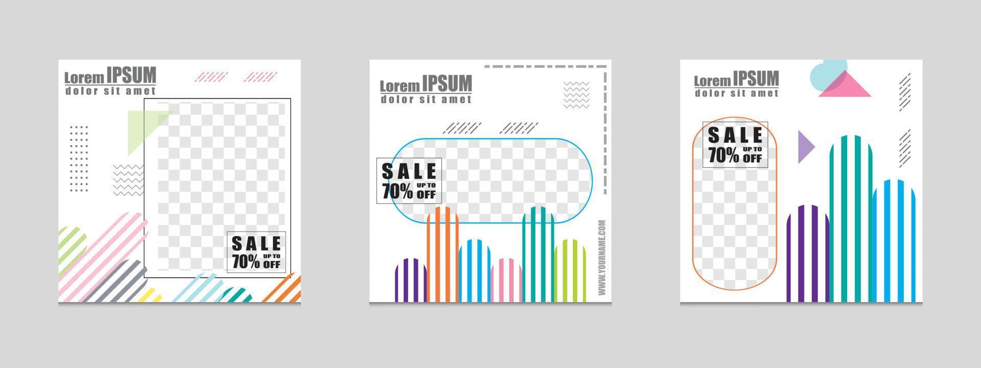 Editable social media templates, Instagram story collections and postal frame templates, layout designs, Mock-up for marketing promotions, covers, banners, backgrounds, square puzzles, vector elements