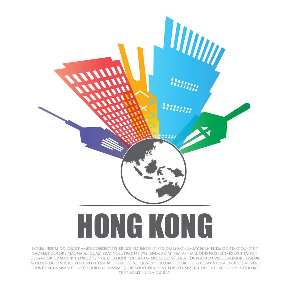 vista de la ciudad de hong kong con estilo de corte de papel para aplicaciones o sitio web vector