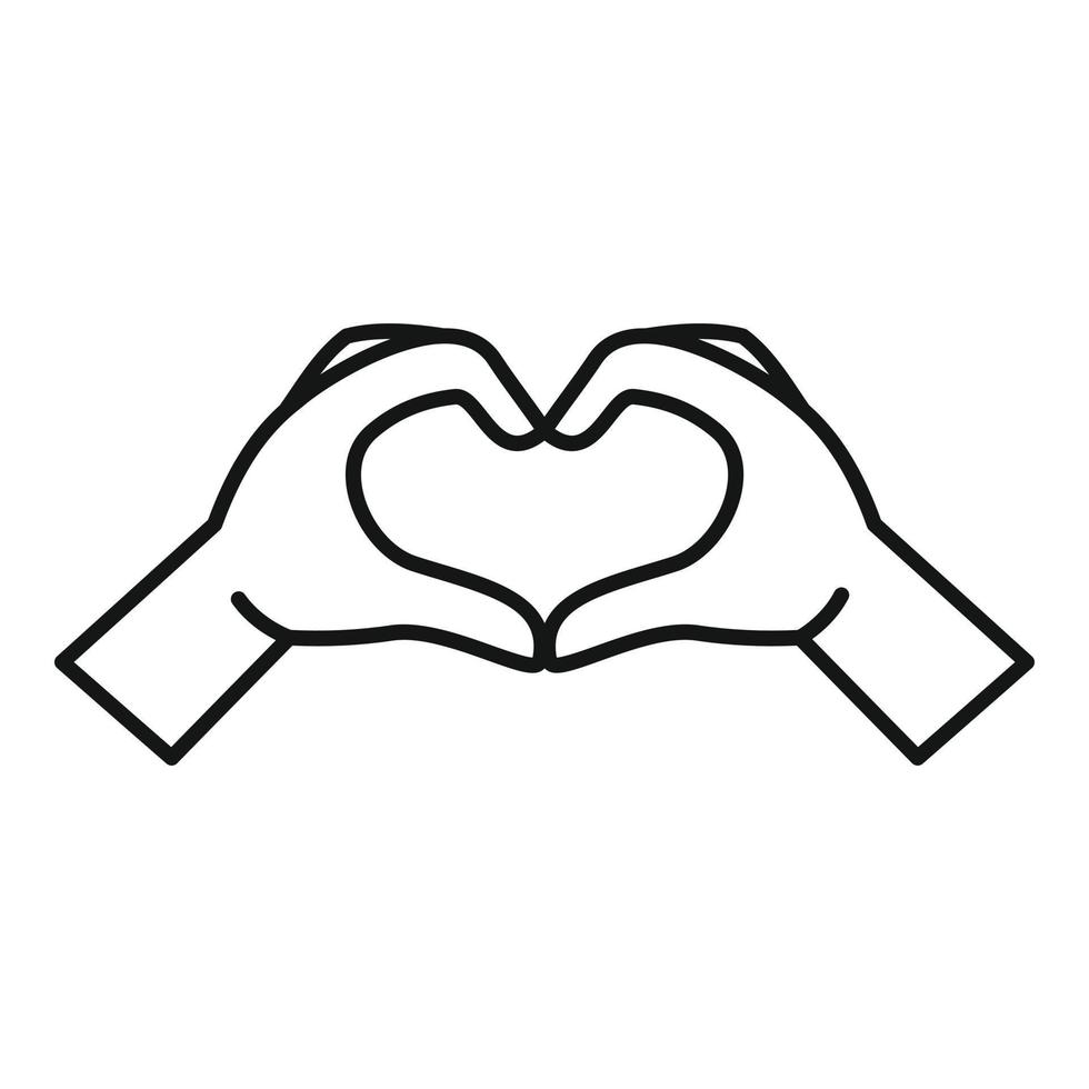 Hands heart sign icon, outline style vector