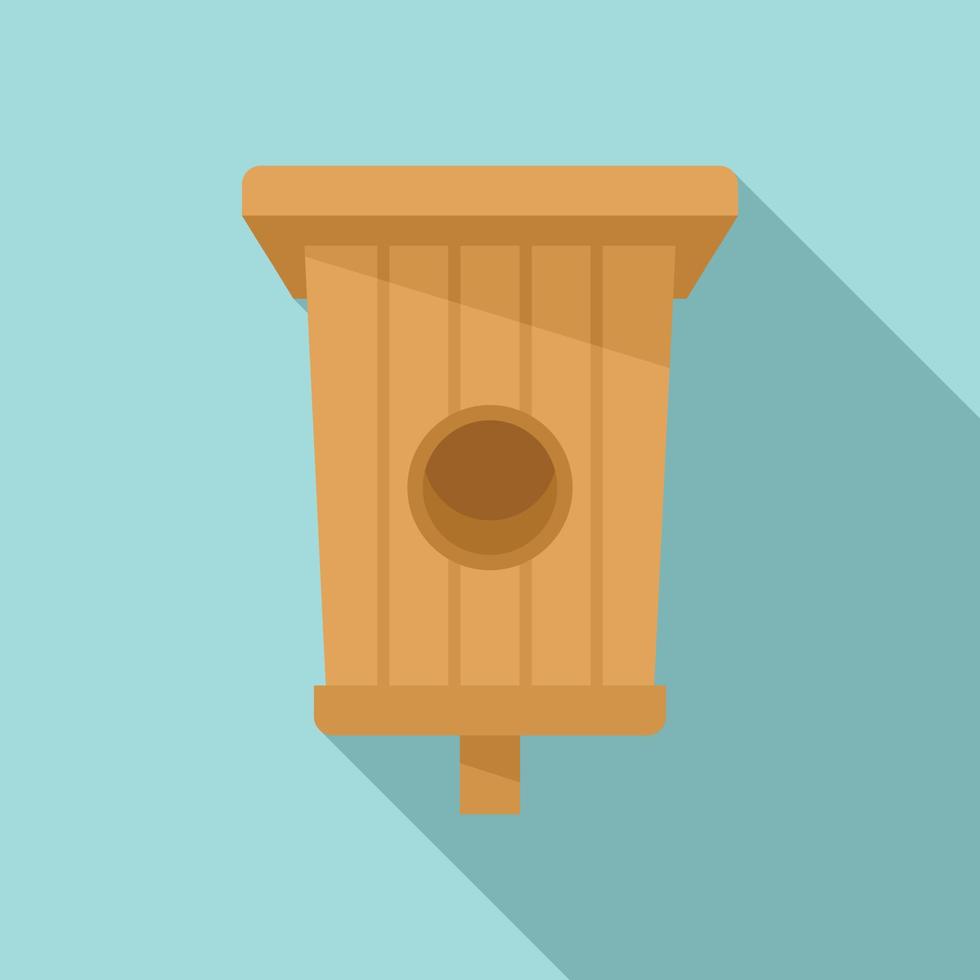 Box bird house icon, flat style vector