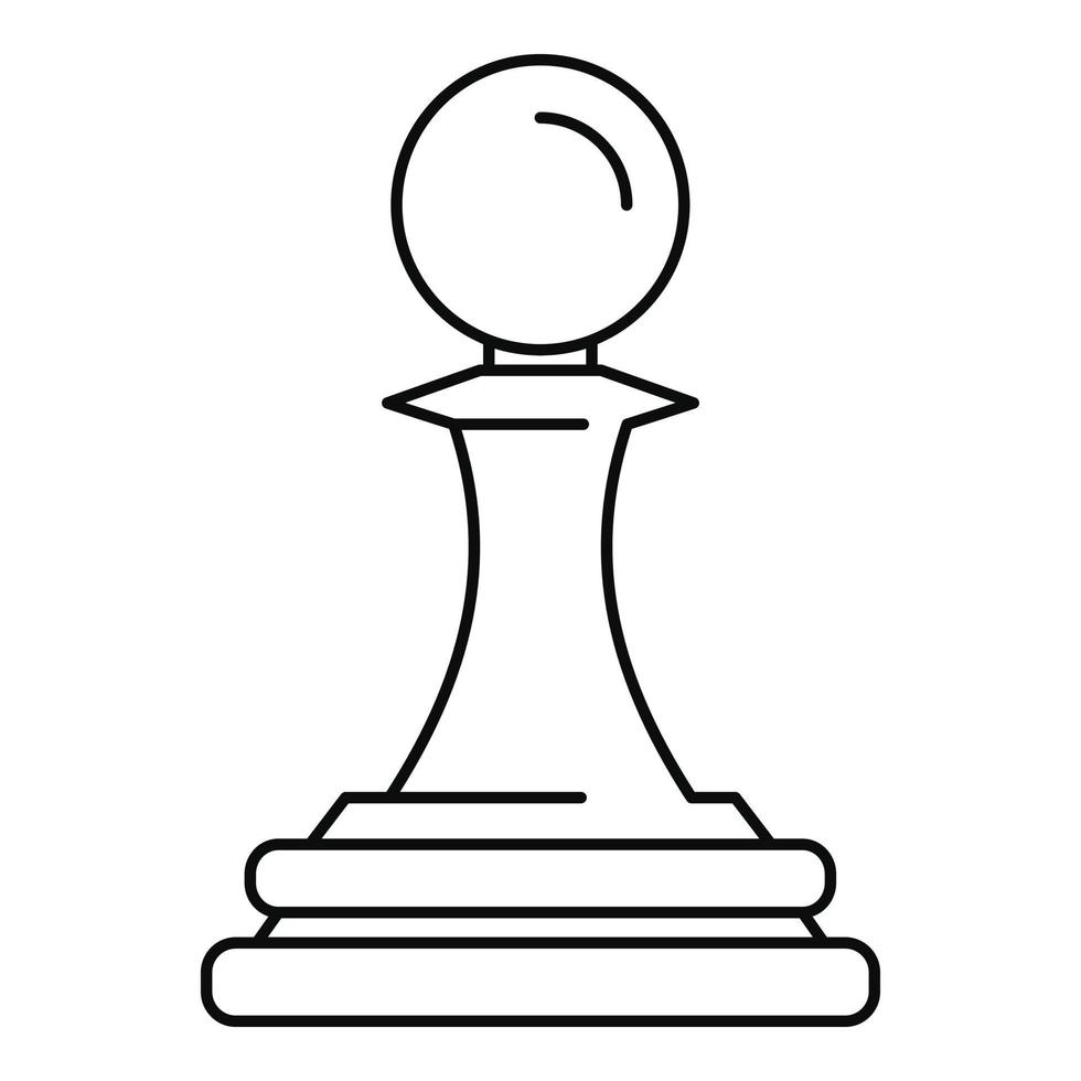White pawn piece icon, outline style vector