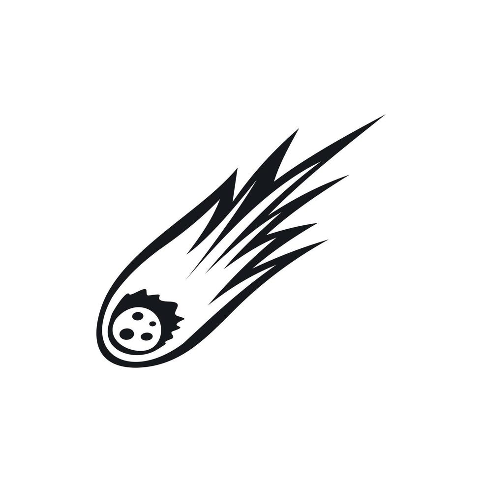 Falling meteor with long tail icon, simple style vector