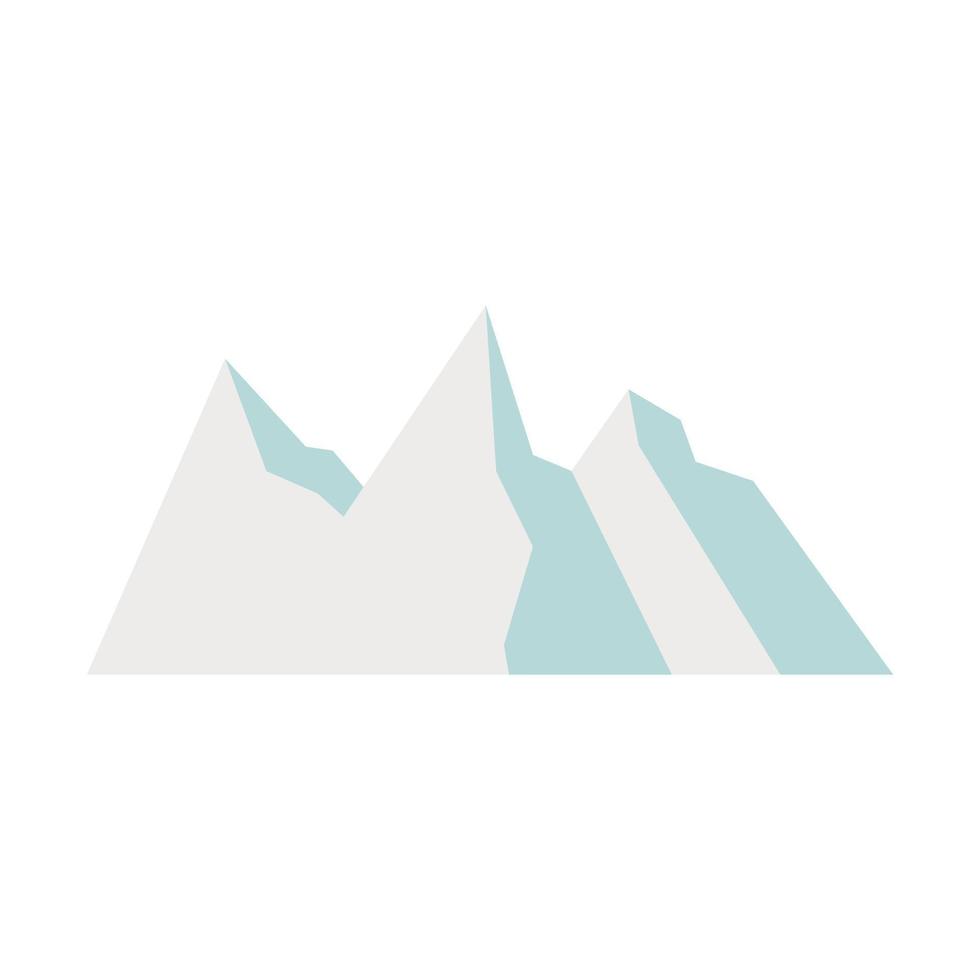 Snowy mountains icon, flat style vector