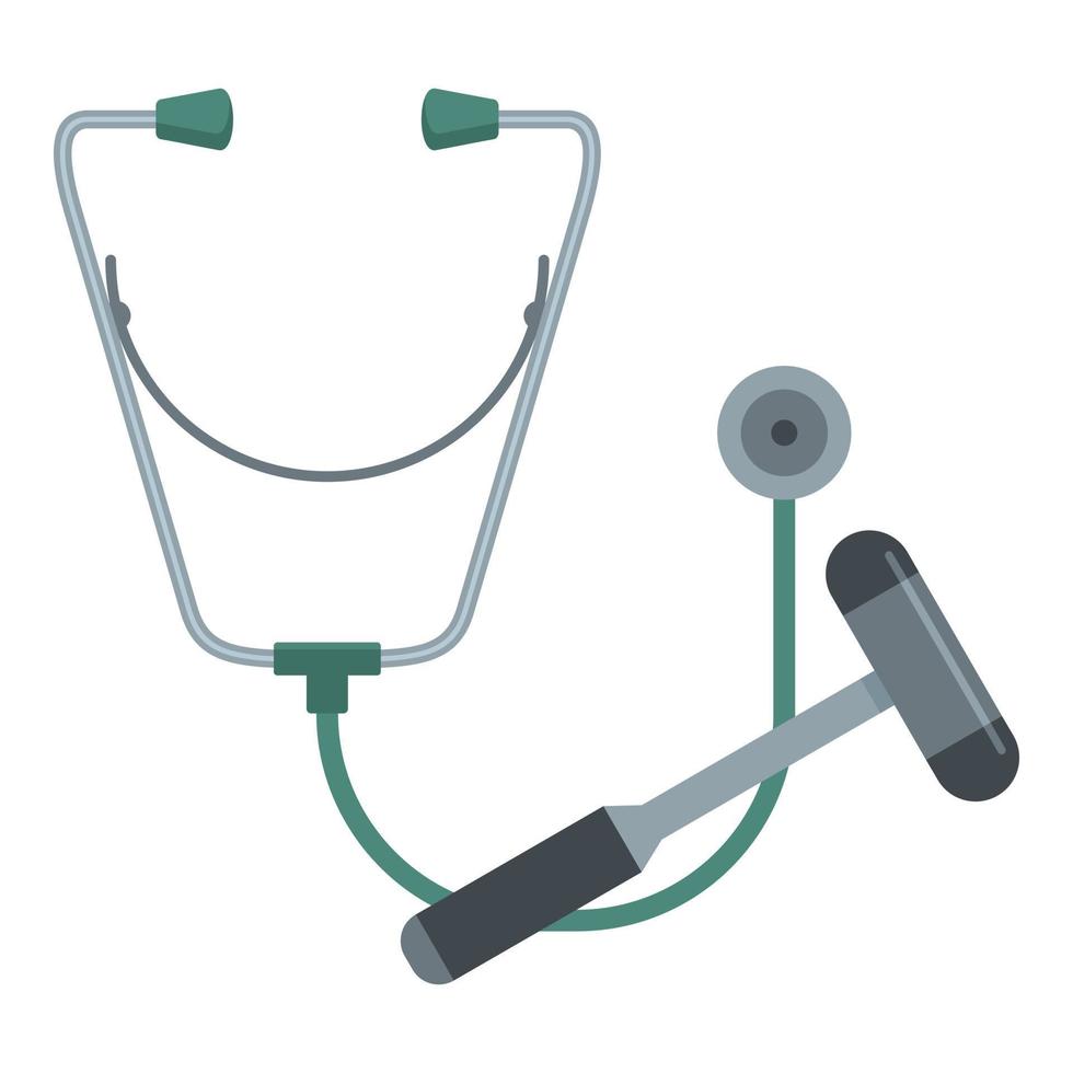 Stethoscope and hammer icon, flat style vector
