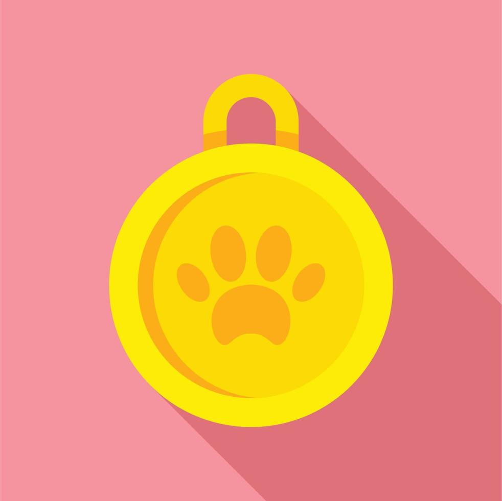 icono de medalla de perro de oro, estilo plano vector