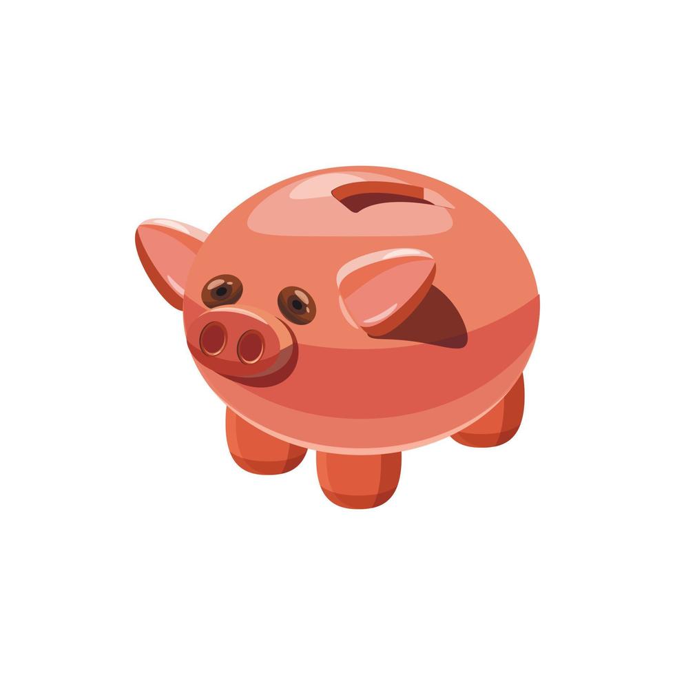 Piggy bank icon, cartoon style vector