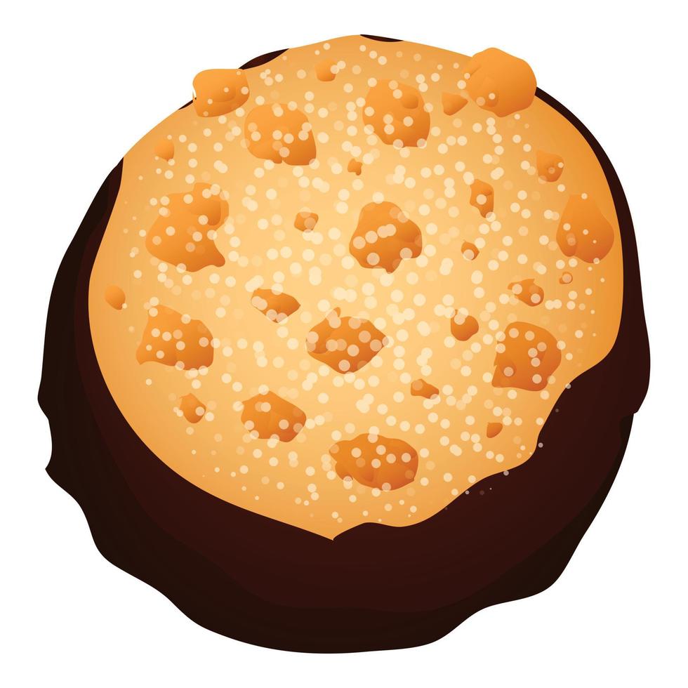 Chocolate homemade cookie icon, cartoon style vector