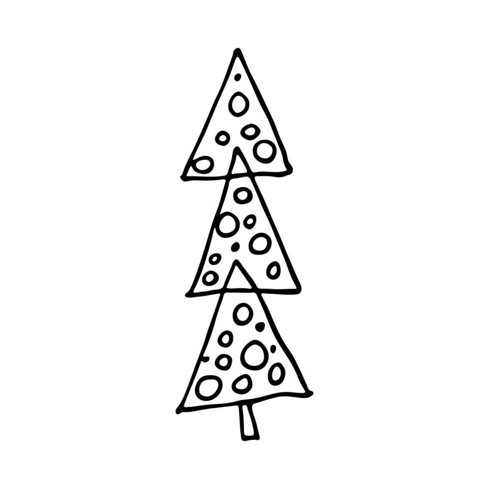 Christmas tree hand drawn clipart. Spruce doodle. Single element for card, print, web, design, decor vector