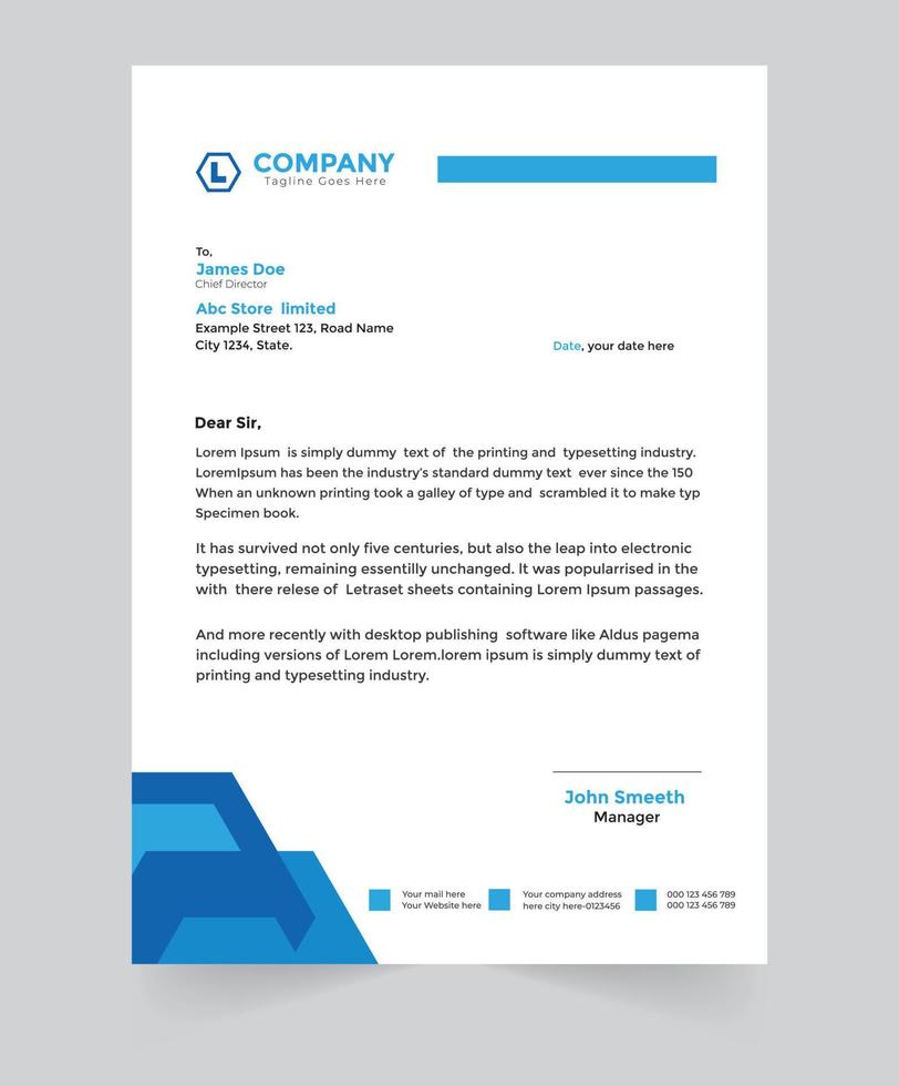 Professional business letterhead template design vector