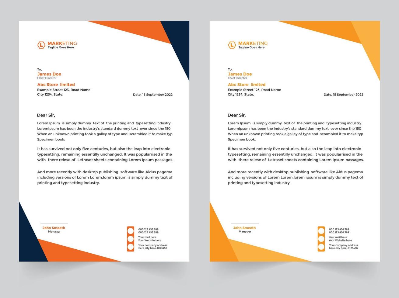 Professional business letterhead template design vector