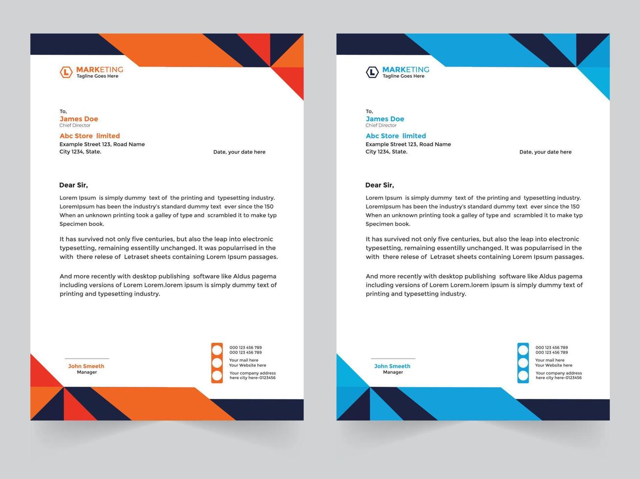 Professional business letterhead template design vector