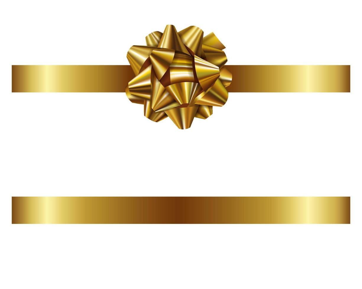 gold bow and ribbon. isolated bow with ribbon for christmas and birthday decorations vector