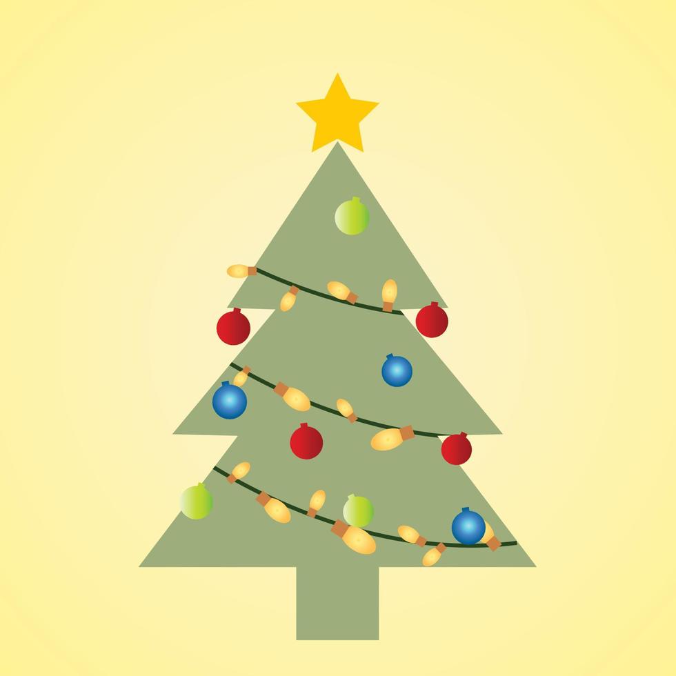 Christmas tree with gifts greeting card. vector